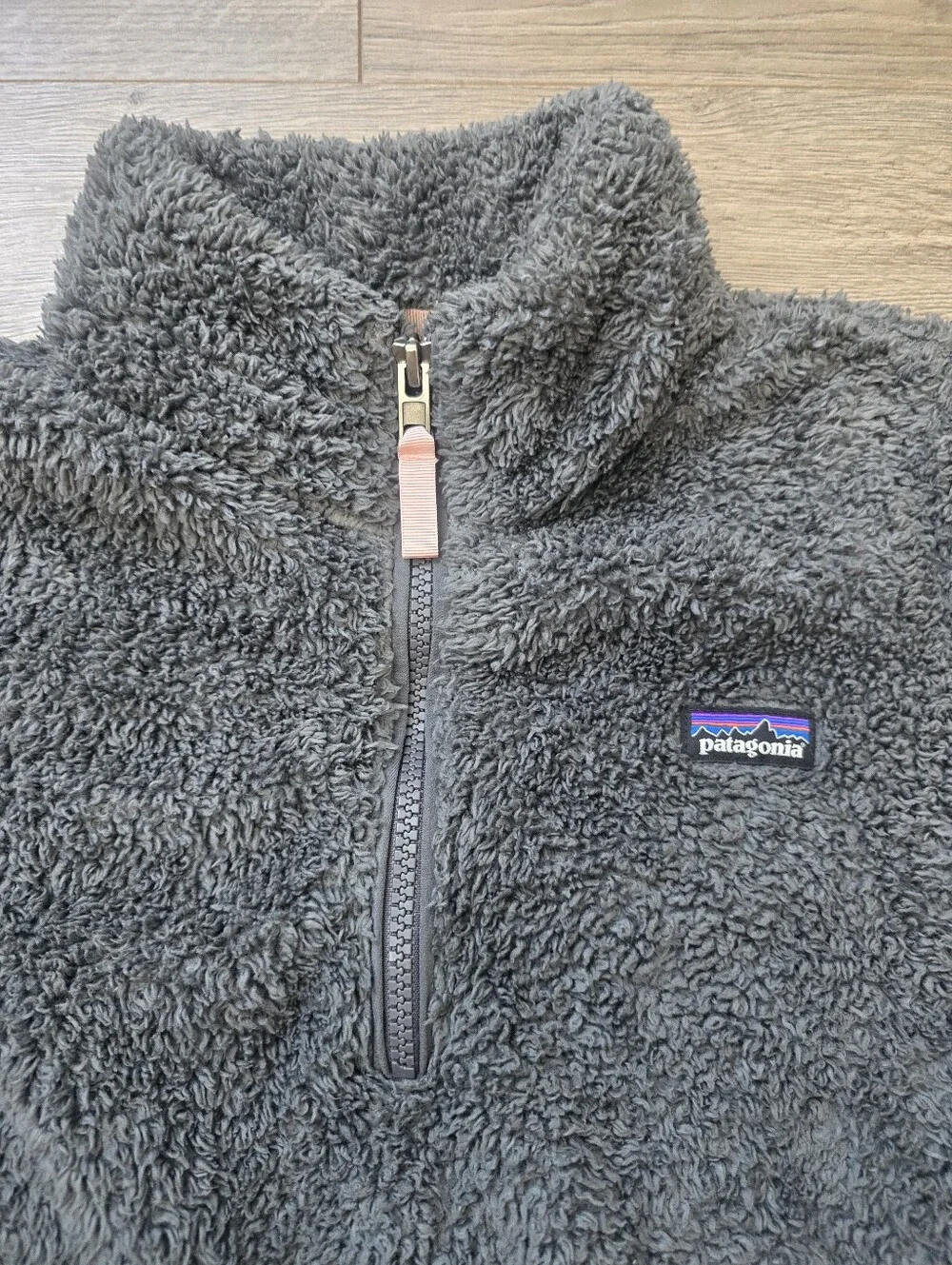 Patagonia Los Gatos 1/4 zip pullover gray high-pile fleece Slouchy Fit Girls XL